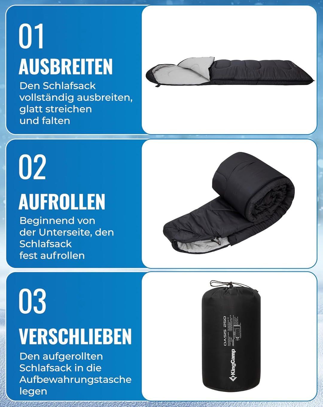 KingCamp Schlafsack für Erwachsene, kaltes Wetter & warm, XL, grosse und hohe Flanell-Schlafsäcke mi