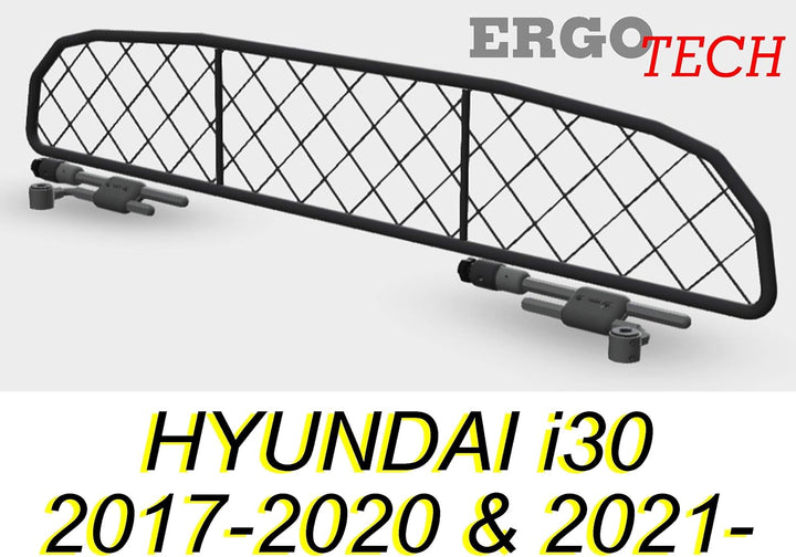 ERGOTECH Trennnetz Trenngitter kompatibel mit Hyundai i30 RDA65-XXS16, für Hunde und Gepäck. Sicher,