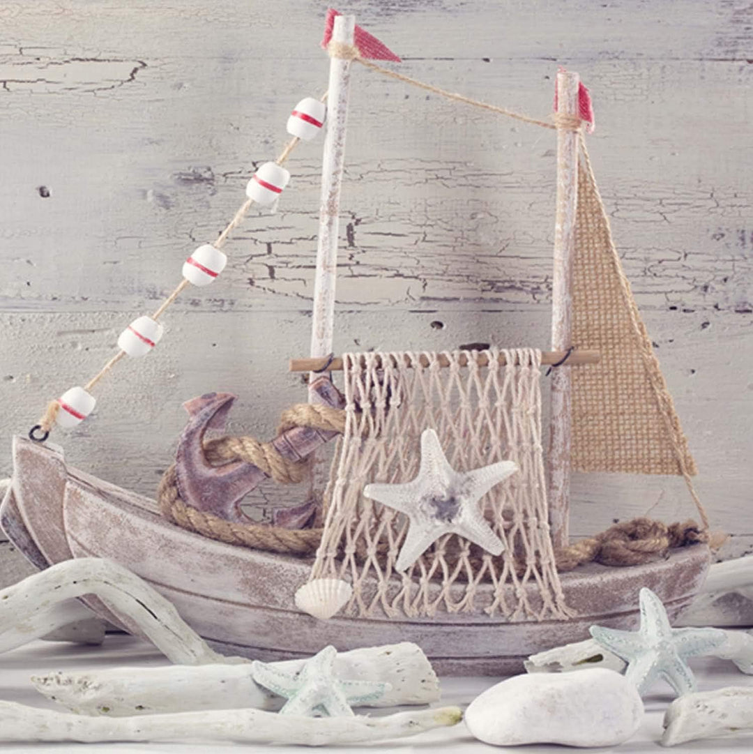 Leinwandbild XXL Schiff Leuchtturm 120x80 cm Wandbild Kunst shabby chic Rahmen Illusion Beige 120x80