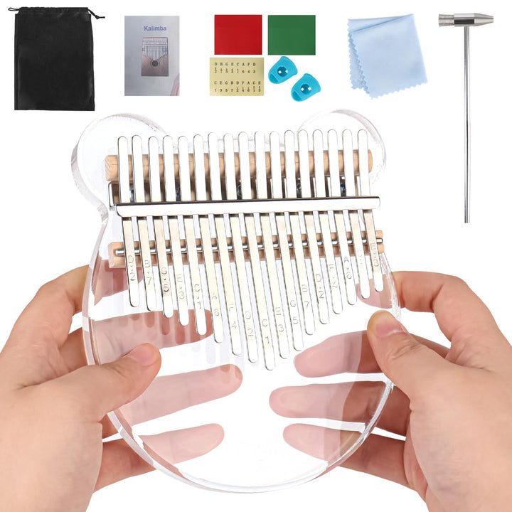 Kalimba 17 Schlüssel, Transparentes Acryl Daumenklavier, Finger Kalimba Instrument, Mini Fingerpiano