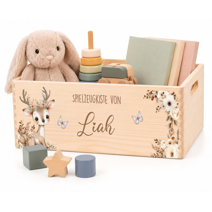 Kidsmood - Spielzeugkiste aus Holz mit Wunschnamen | Aufbewahrungsbox Kinder Spielzeug & Bücher | Pr