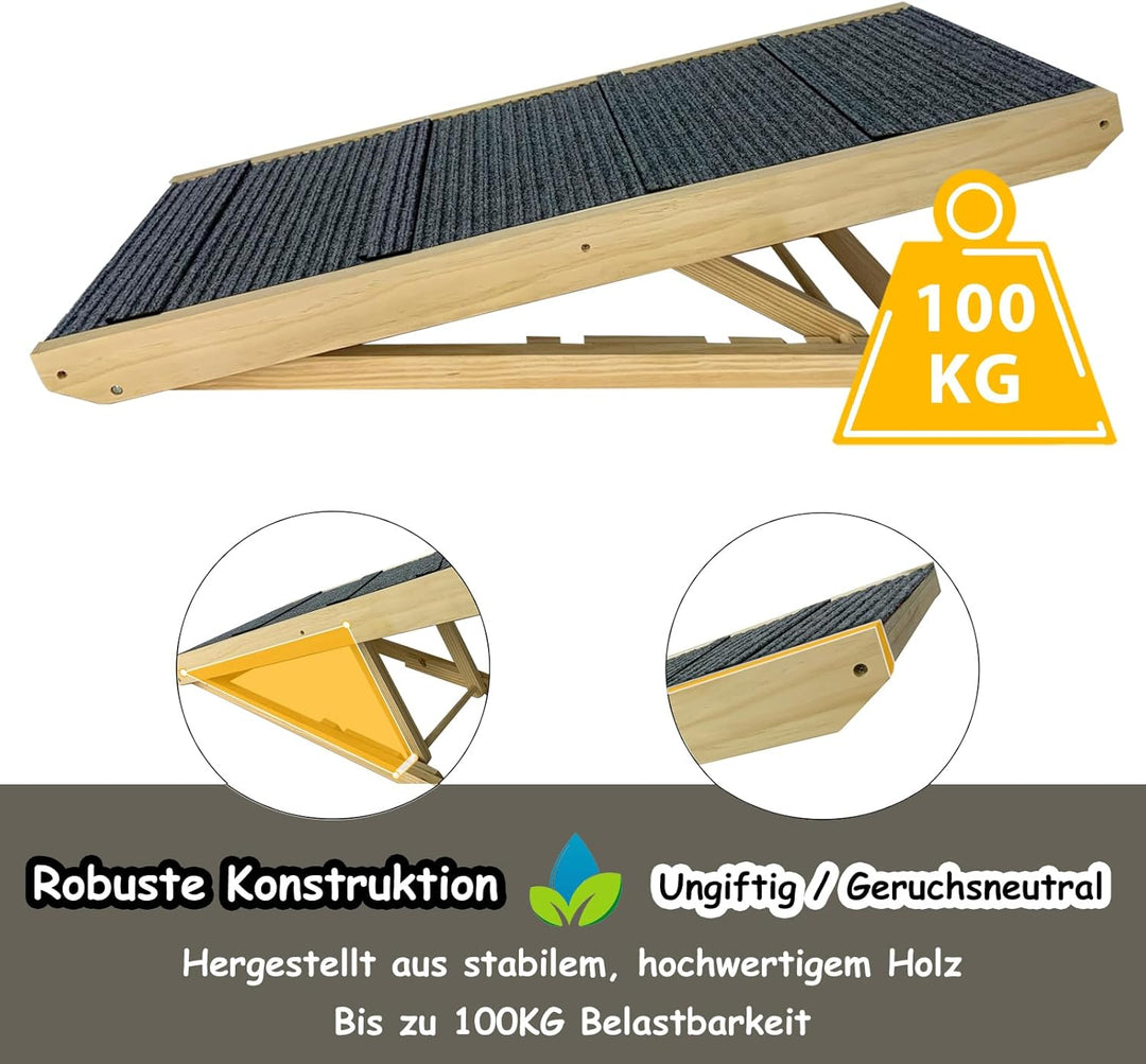 NAIZY Hunderampe 60cm Katzenrampe Klappbar Rampe Hund Höhenverstellbar Haustierrampe Einstellbar Hun