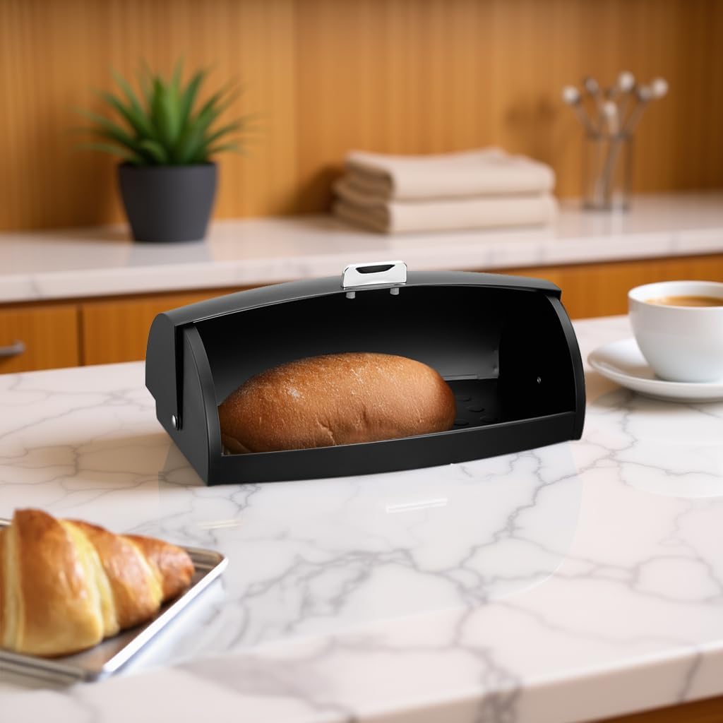 Klausberg Stahl-Brotkasten, elegant und funktional mit Glanz, Behälter für Brot, Brötchen und Kekse