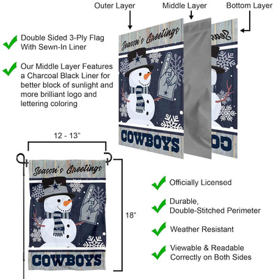 Dallas Cowboys Holiday Winter Snow Garden Flag Double Sided Banner