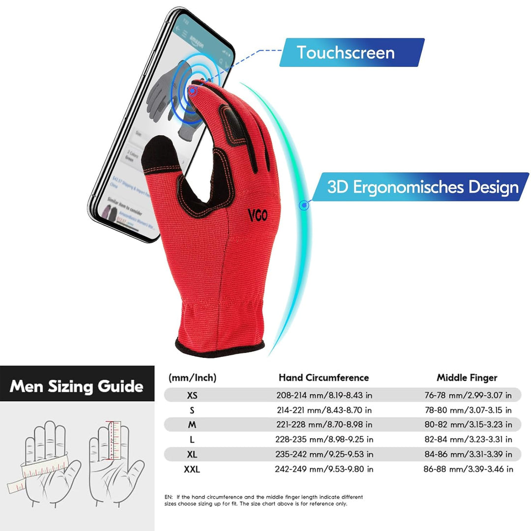 Vgo... Arbeitshandschuhe, Sicherheitshandschuhe,robust XL (3er Pack) 3 Farben,NB7581, XL (3er Pack)