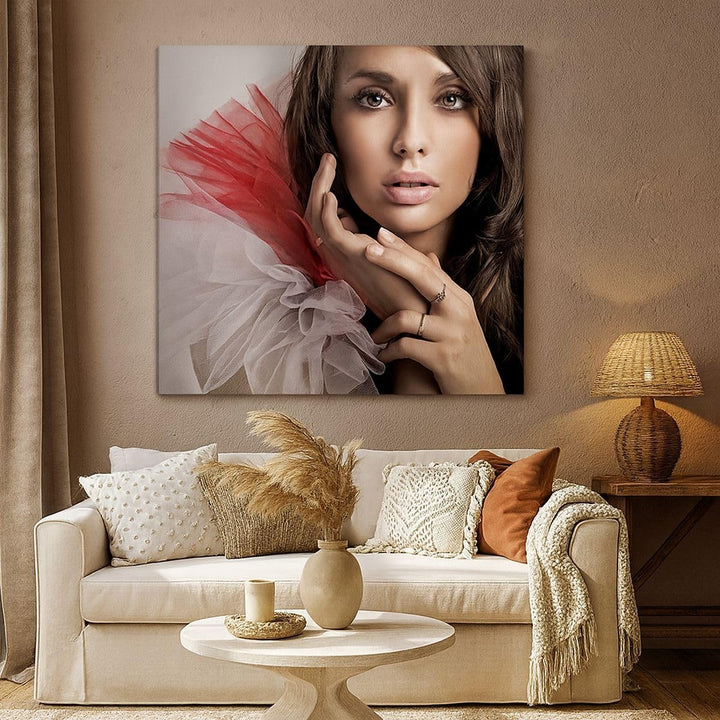 Bilder auf Leinwand 70x70cm Leinwandbild Schönheit kleid mode modell Gross Wanddeko Bild Schlafzimme