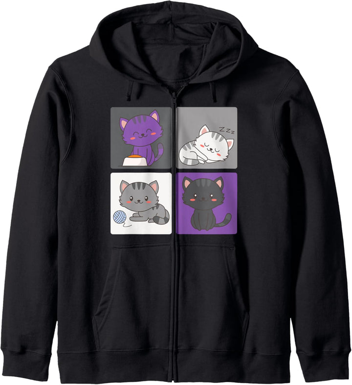 Ace Flagge Niedliches LGTBQ Katze Geschenk Pop Art Asexuell Kapuzenjacke
