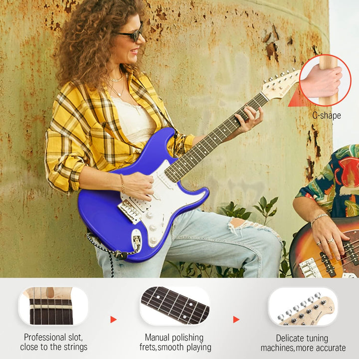 Donner E-Gitarre Set E Gitarren, S-S-H Pickups, 39 Zoll Volle Grösse mit Verstärker, Tasche, Capo, G