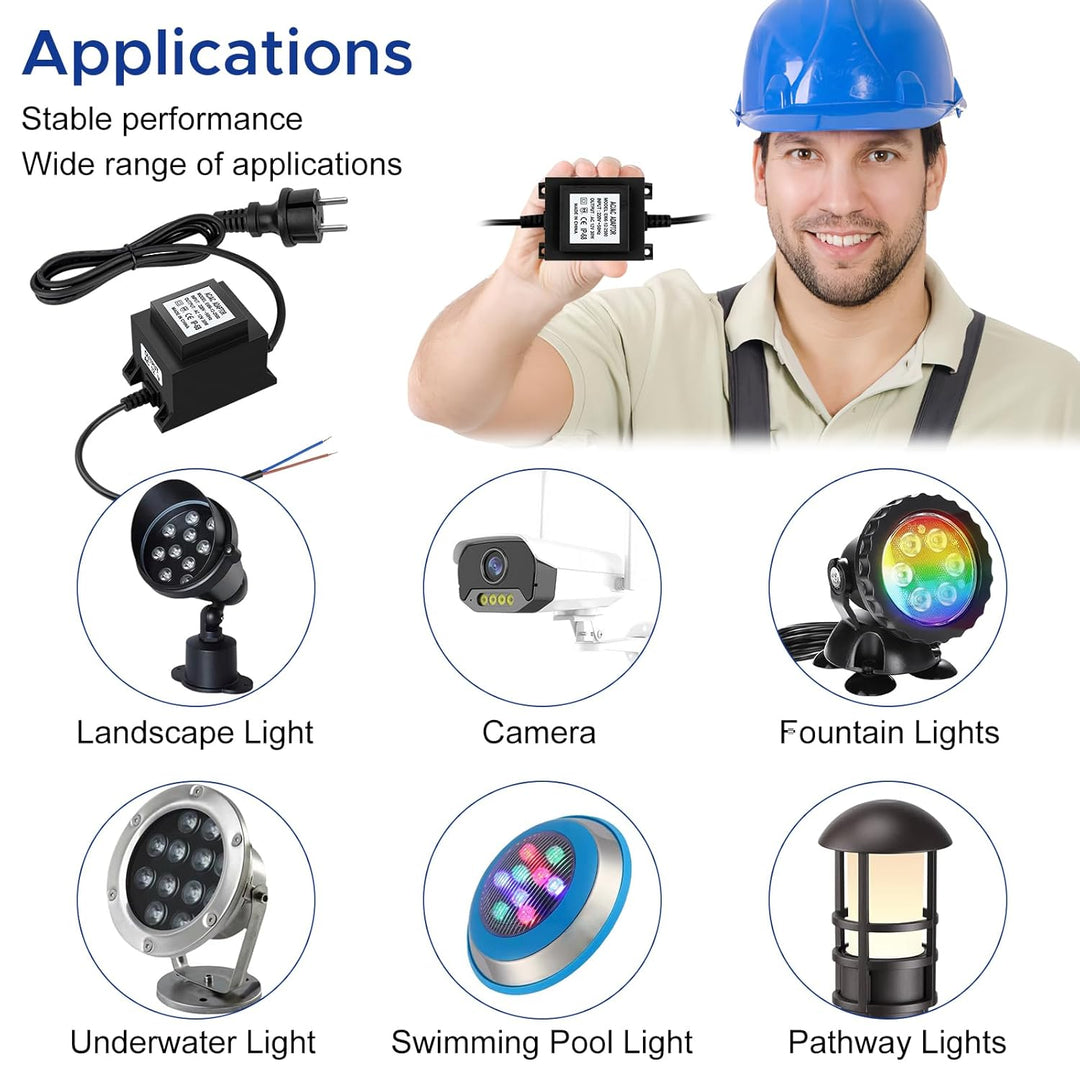 Karyoosi LED Trafo 12V Netzteil AC/AC 30W 2.5A, Aussen Stecker Netzteil Transformator IP68 für LED-B