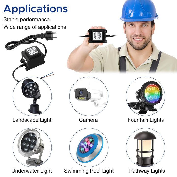 Karyoosi LED Trafo 12V Netzteil AC/AC 30W 2.5A, Aussen Stecker Netzteil Transformator IP68 für LED-B