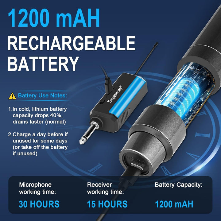 Depusheng Drahtlose Mikrofone, Dual-Karaoke-Mikrofonsystem, Microfonos Inalambricos mit wiederauflad
