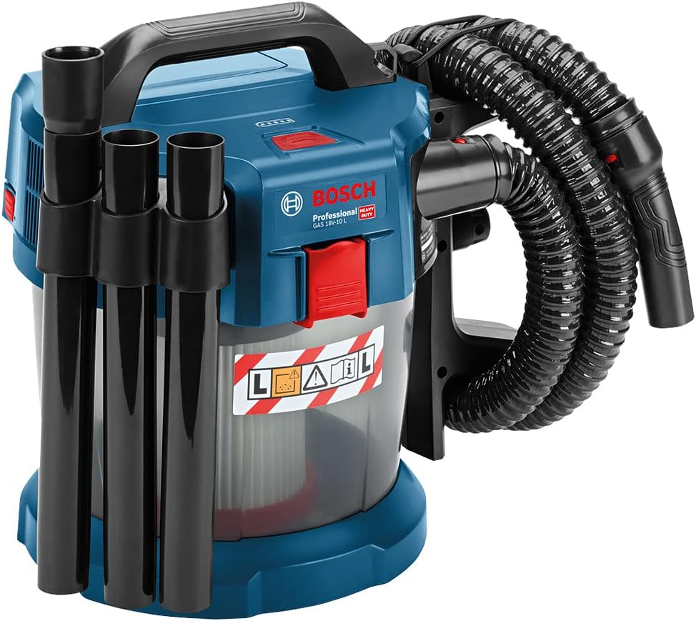Bosch Professional 18V System Industriestaubsauger Gas 18V-10 L (ohne Akku, 1,6 m Schlauch, 3 Verlän