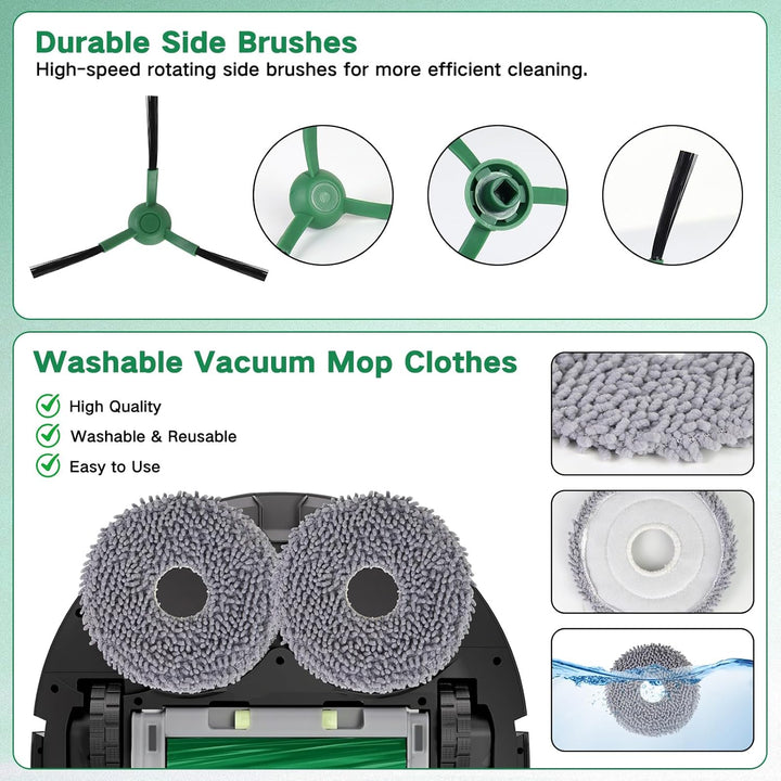 Zubehör Ersatz für iRobot Roomba Plus 405 Combo/505 Combo Saugroboter, 1 Hauptbürste, 2 Filter, 4 Se