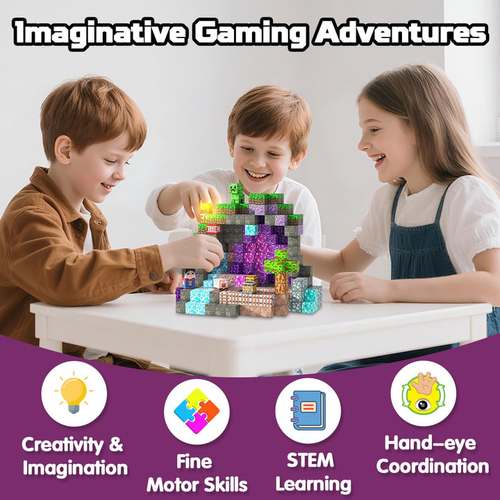 Magnetische Bausteine Bauspielzeug 150 Pcs Magnetbausteine für Kinder Montessori Kreative Spielzeug