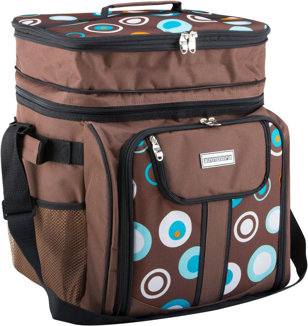 anndora Picknicktasche braun Retro Kühltasche inkl. Zubehör 4 Personen 29 Teile