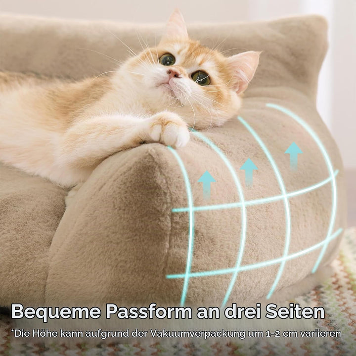 BEDSURE Katzenbett grosse Katzensofa Katzencouch, 61x46x25cm, Kamel | waschbar, für grosse Katzen, a