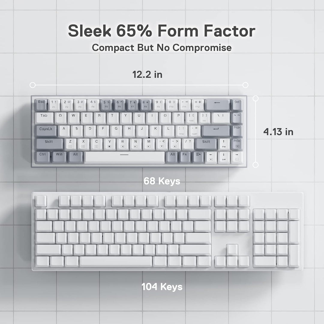 Redragon K631 Gery 65% Kabelgebundene RGB-Gaming-Tastatur, 68 Tasten, Hot-swap-fähige Kompakte Mecha