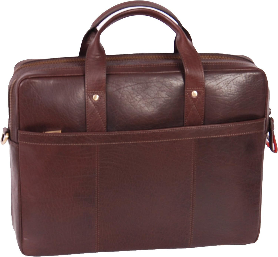 A1 FASHION GOODS Echtes Leder Aktenkoffer A124 Braun Laptop Organizer Arbeit Geschäftstasche