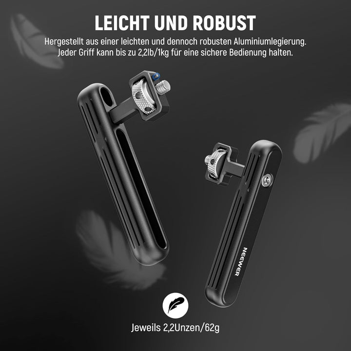 NEEWER 2er Pack drehbarer Seitengriff/Obergriff,Aluminiumgriff nur für iPhone 15 Samsung S22 S23 Tel