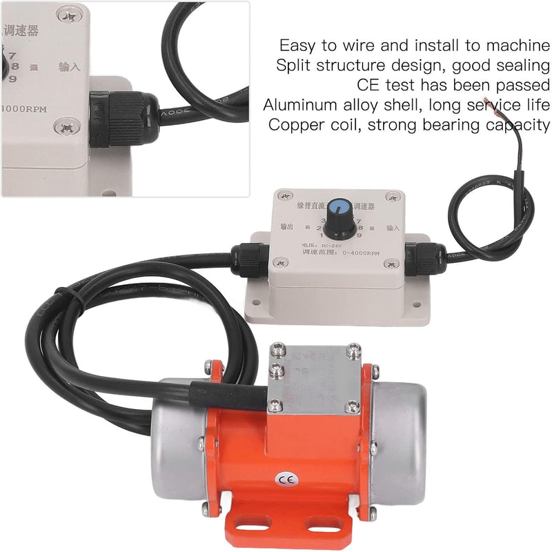 Sorandy 30W 4000U/min DC 12V/24V Betonrüttler Vibrationsmotor, IP65 Wasserdicht 50Hz Bürstenlos Elek