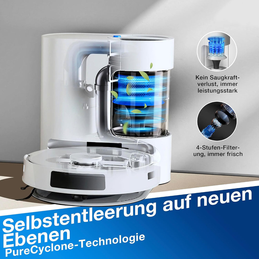 ECOVACS DEEBOT N20 PRO Plus Saugroboter mit Wischfunktion, Automatischer Entleerung Station, 8000Pa