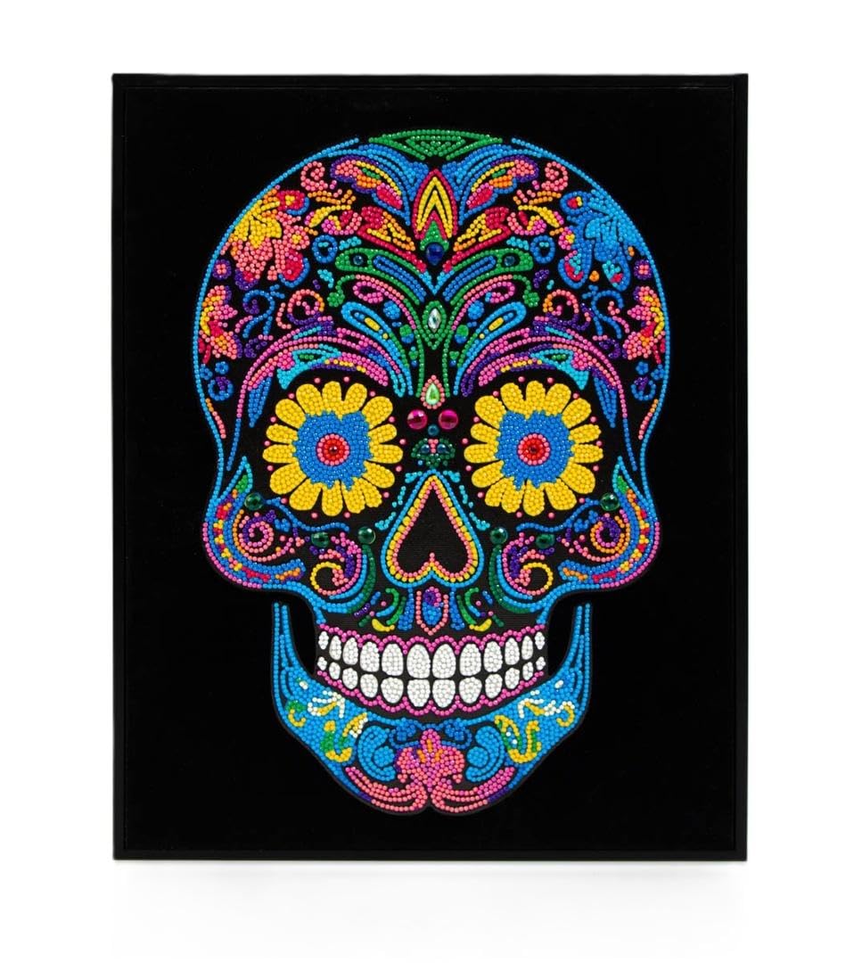 DIAMOND DOTZ 2594359 Original 5D Diamond Painting Set, Neon Totenkopf, mit Neonfarben und Samt, DIY