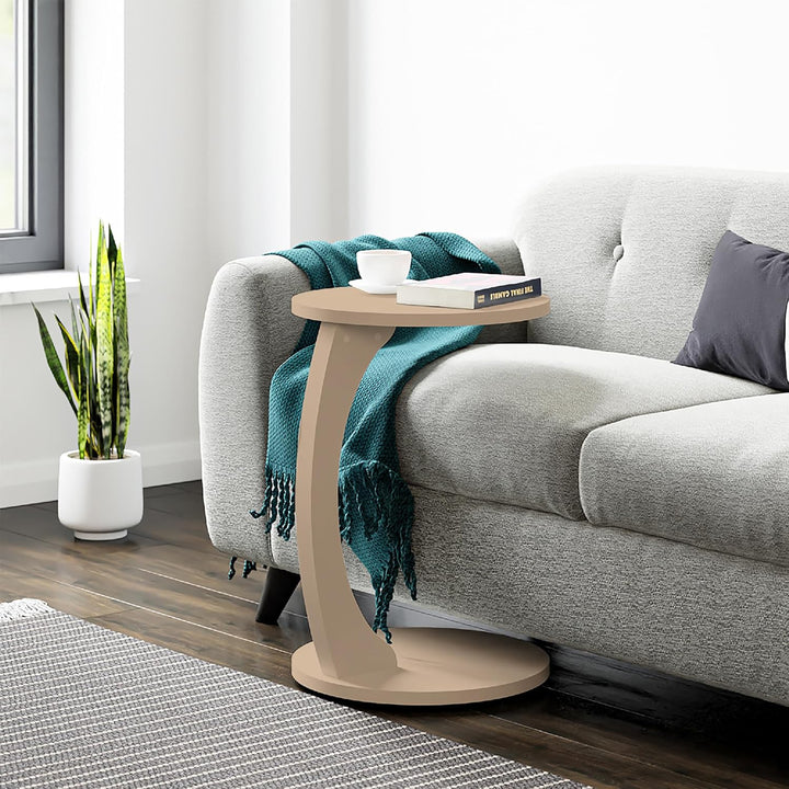 [en.casa] Beistelltisch Holeby Couchtisch Sofatisch auf Rollen Betttisch Laptoptisch C-Form Wohnzimm