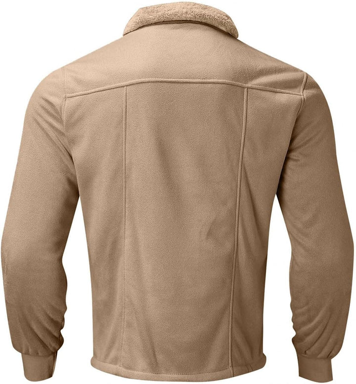 Celucke Fleecejacke Herren Fleece Jacke Reverskragen Plüschjacke Langarm Reissverschluss Vliesjacke