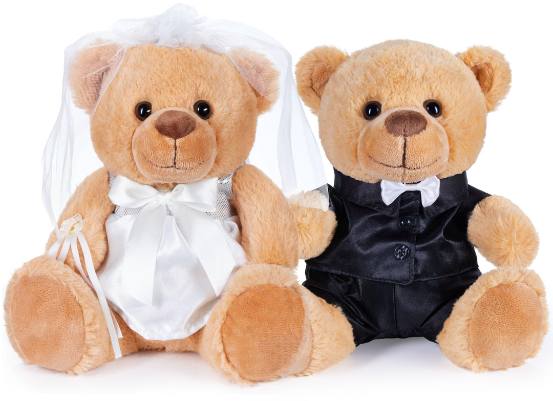 BRUBAKER Teddybär Hochzeitspaar - 25 cm Braut und Bräutigam Teddy Set - Geschenk für Hochzeit und Ve