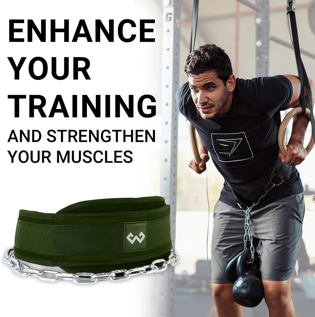 Dip-Gürtel mit Kette für Gewichtheben, Klimmzuggürtel, Fitnessstudio, Gewichthebergürtel für Powerli