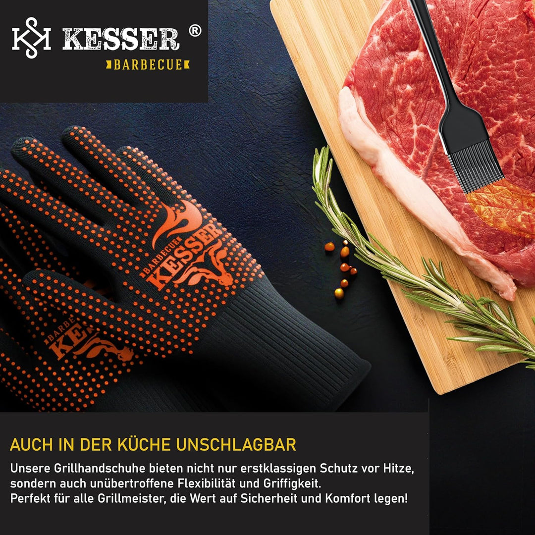 KESSER® Grillhandschuhe hitzebeständig bis 500° XXL | Ofenhandschuhe Atmungsaktiv & mit rutschfestem