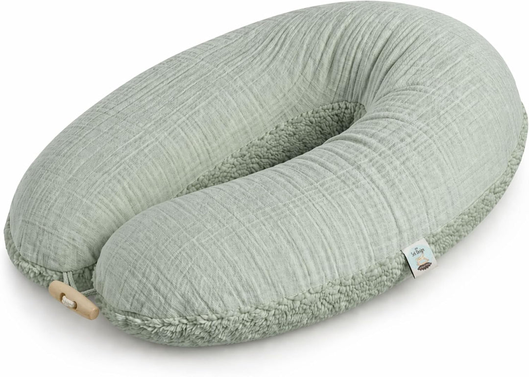 sei Design Stillkissenbezug 190x30 aus Musselin und Teddyplüsch - extra weich, BEZUG für Stillkissen