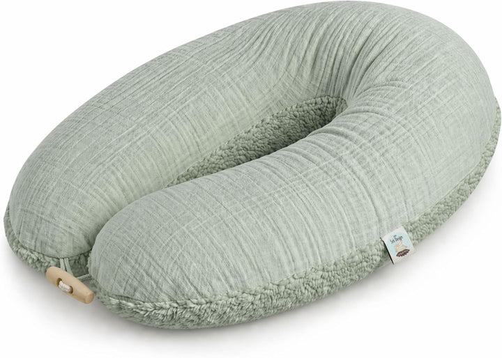 sei Design Stillkissenbezug 190x30 aus Musselin und Teddyplüsch - extra weich, BEZUG für Stillkissen