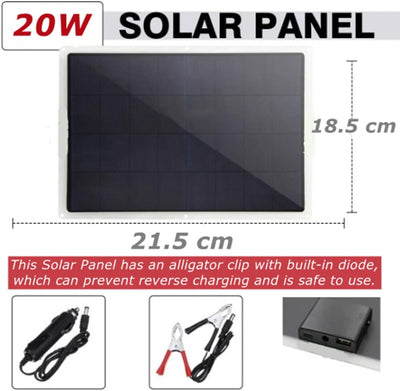 Cuifati Solarpanel-Kit 20W 12V monokristallin, Solarpanel mit Erhaltungsladegerät Krokodilklemme mit