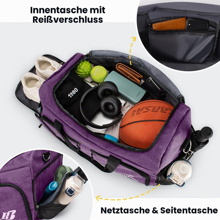 Sporttasche Reisetasche für Damen und Herren Trainingstasche Gym Bag mit Schuhfach und Nassfach Duff