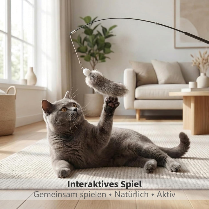 2er Set Katzenspielzeug Ersatzkopf aus echtem Kaninchenfell – Handgefertigter Katzenanhänger für Kat