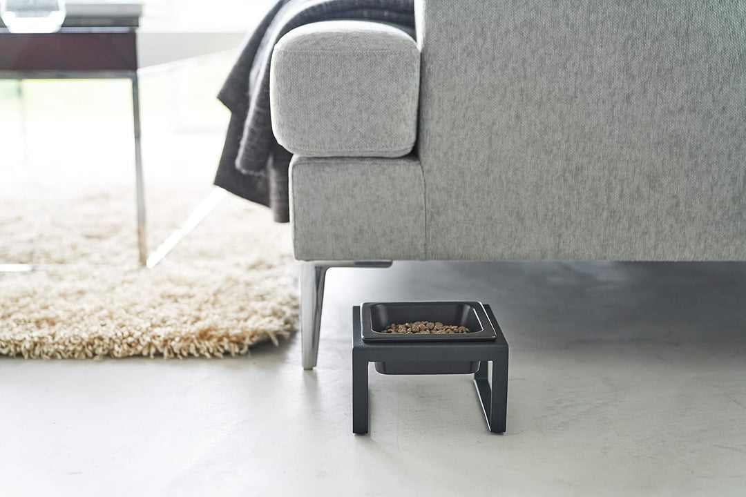 Yamazaki TOWER 5817 Futternapfständer einzeln, 300ML, Schwarz, Stahl/Keramik, Pet Food Bowl Stand, S