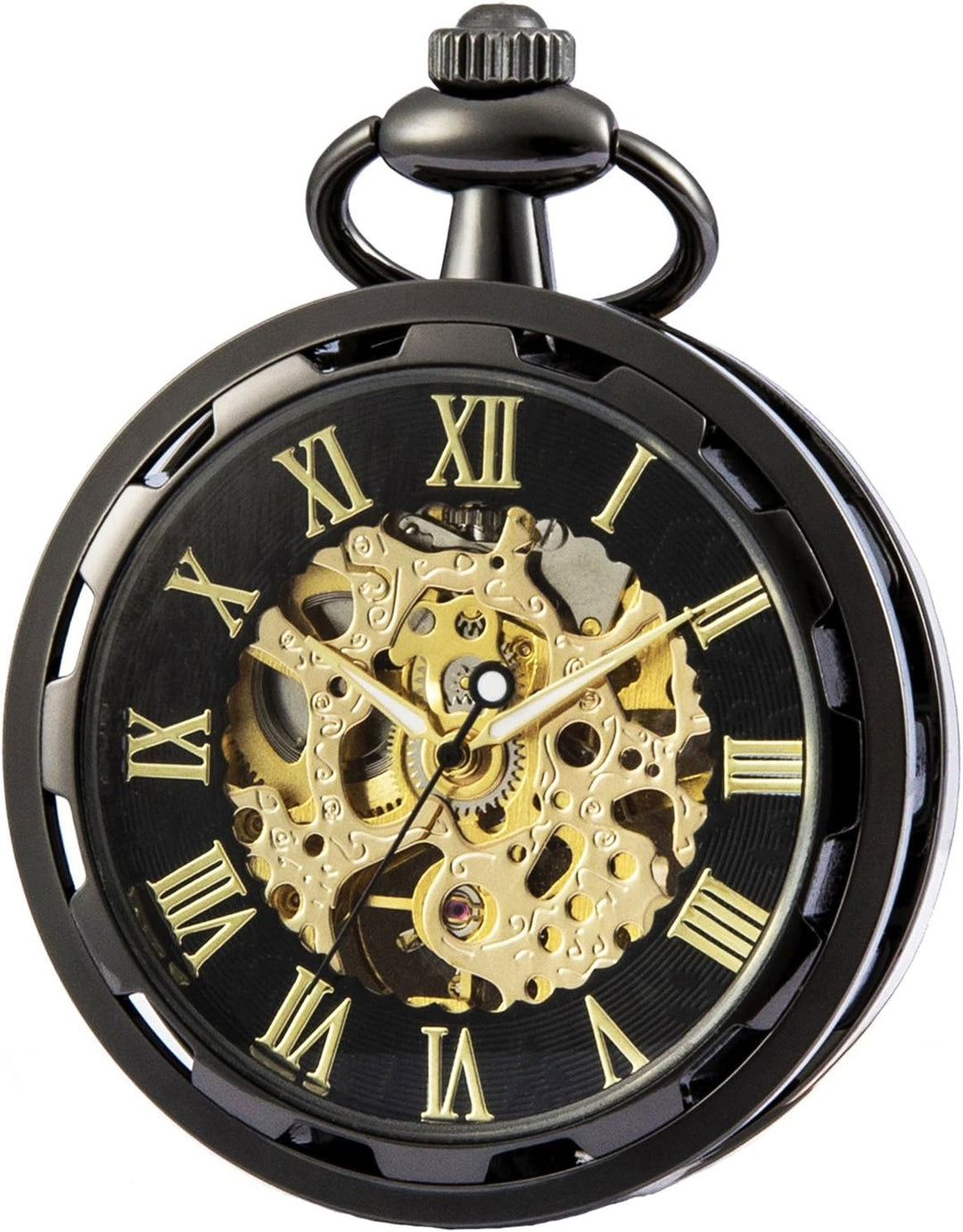 SEWOR Single Face Mechanische Handaufzugwerk Taschenuhr Schwarz, Schwarz