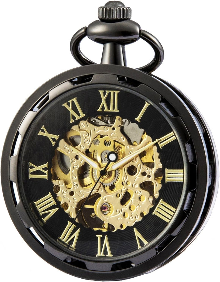 SEWOR Single Face Mechanische Handaufzugwerk Taschenuhr Schwarz, Schwarz