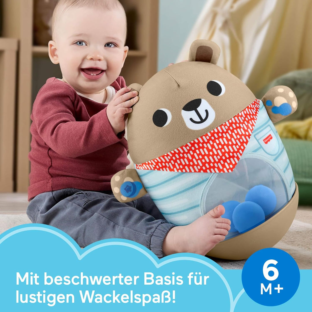Fisher-Price Babyspielzeug, Camping-Freunde Wackelbär, Wackelspass zur Entwicklung der Grobmotorik f