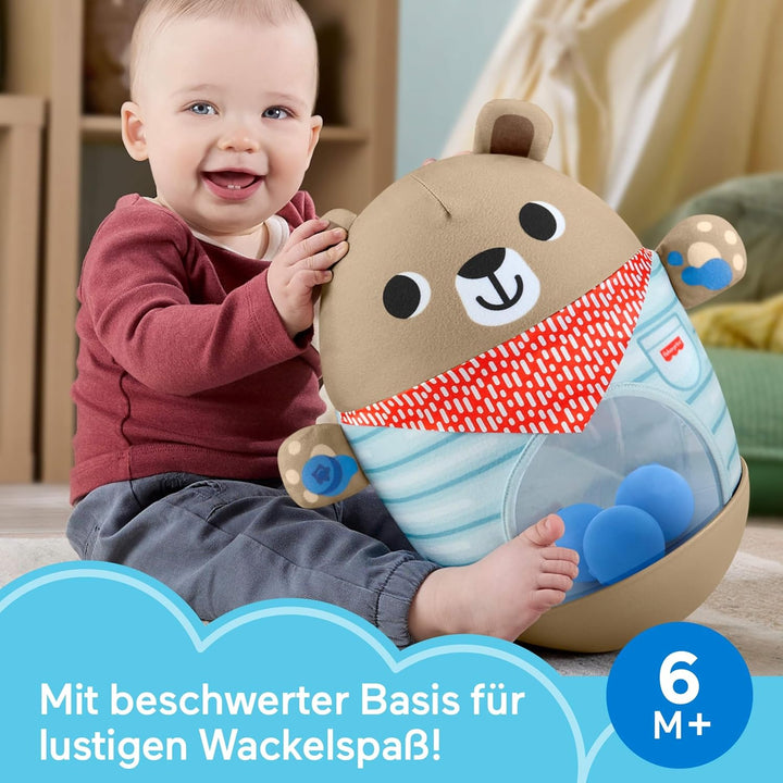 Fisher-Price Babyspielzeug, Camping-Freunde Wackelbär, Wackelspass zur Entwicklung der Grobmotorik f