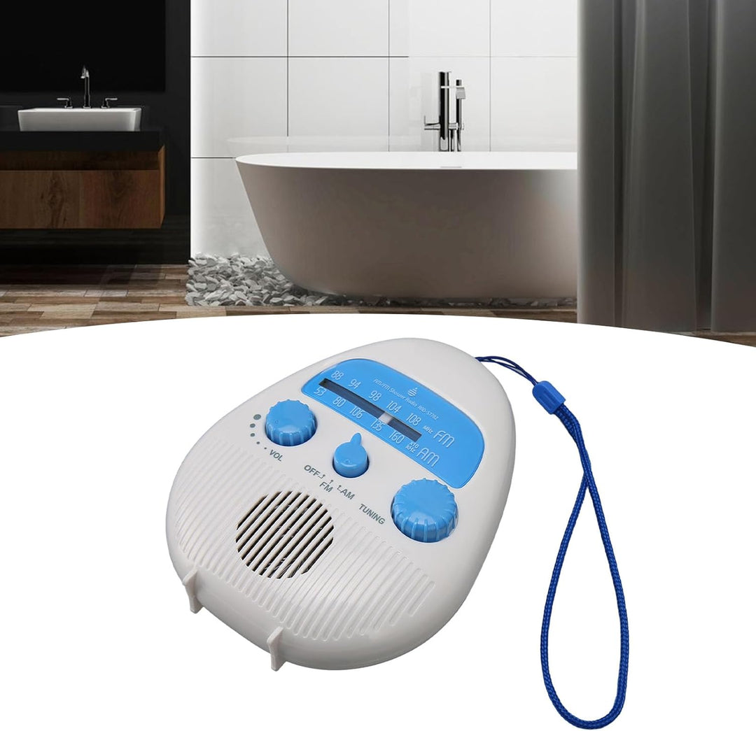 Tragbares Duschradio, batteriebetriebenes AM FM Radio, wasserdichtes Badezimmerradio mit eingebautem