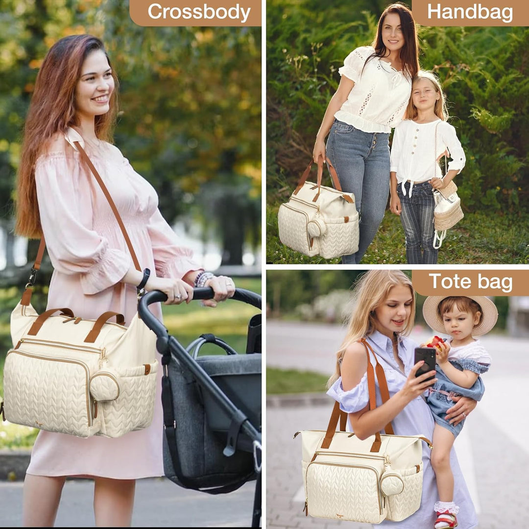 Wickeltasche mit Schnullertasche und Wickelunterlage, Wickelrucksack Multifunktions-Babytasche für G