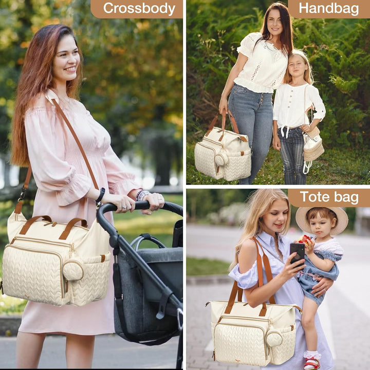 Wickeltasche mit Schnullertasche und Wickelunterlage, Wickelrucksack Multifunktions-Babytasche für G