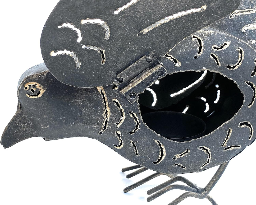 DanDiBo Teelichthalter Metall Figur Klein Windlicht Huhn für 1 Teelicht Vogel 19 cm Kerzenständer 93