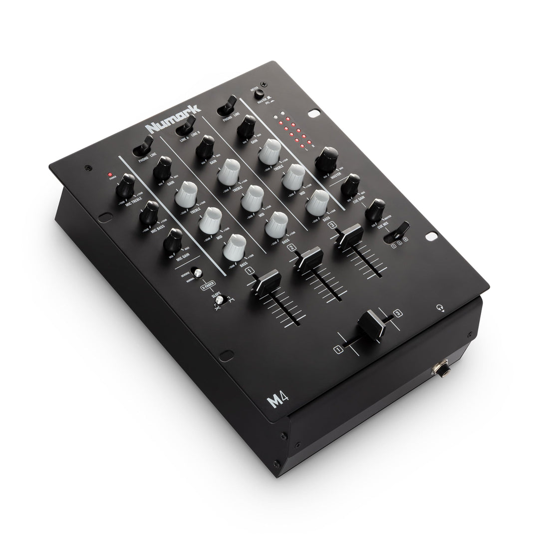 Numark M4 - 3-Kanal Scratch DJ Mixer, Rack-montierbar mit 3-Band EQ, Mikrofoneingang und austauschba