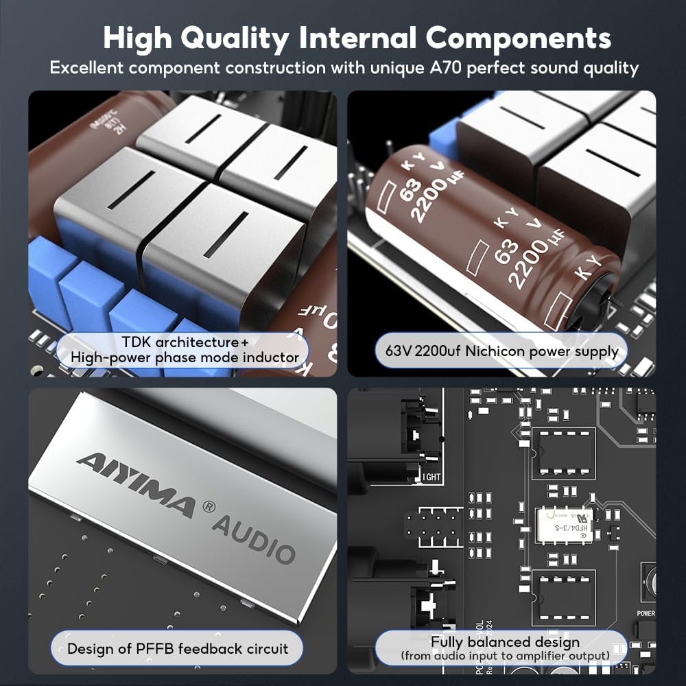 AIYIMA A70 symmetrischer Stereo-Verstärker mit PFFB 4 Ohm 300 Watt TPA3255 2.0-Kanal-Klasse-D-Verstä