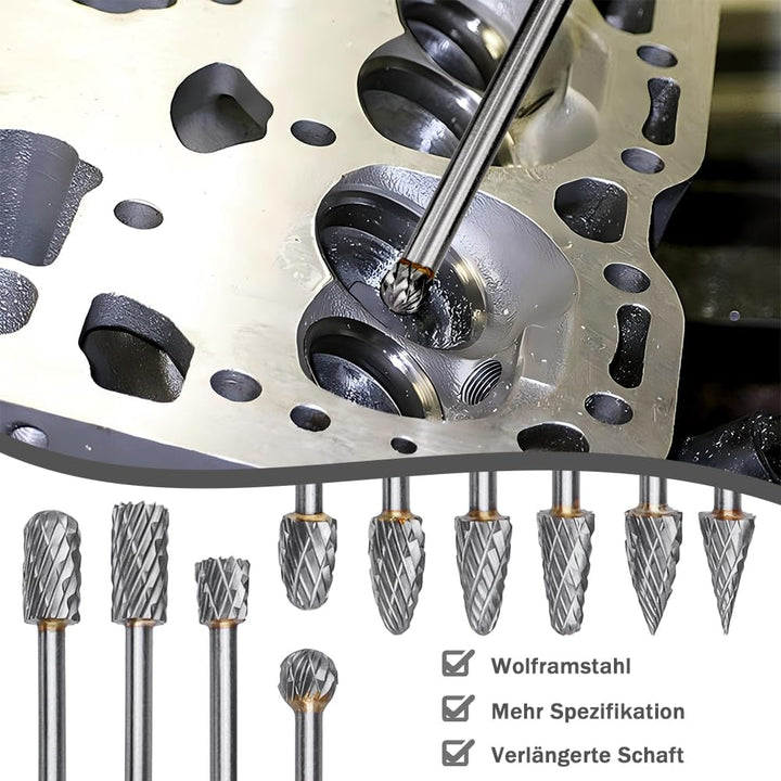 Treki 10 Stück 100mm Lang Hartmetall Frässtifte mit 3mm Schaft Wolframcarbid Fräser Fräsaufsatz für