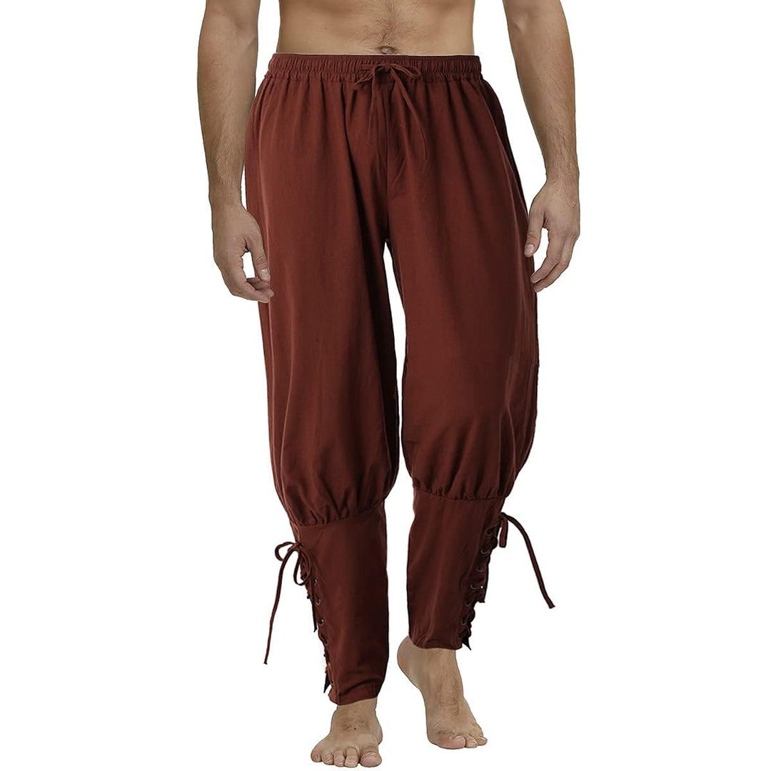 COSDREAMER Herren Mittelalterhose Wikinger Piraten Kostümhose Braun XXL XXL Braun, XXL Braun