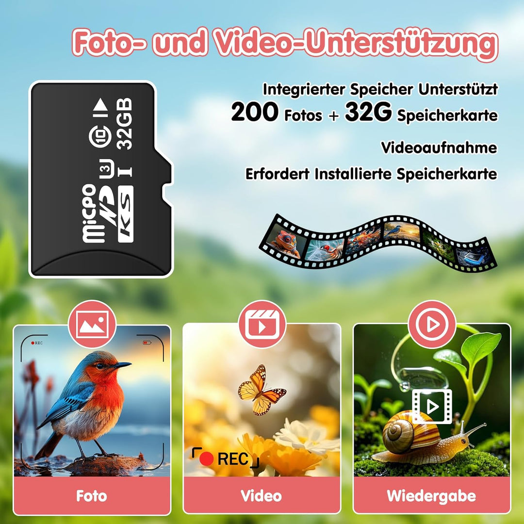 2-in-1 Digitales Mikroskop für Kinder und Teleskop, Tragbares Taschenmikroskop mit 32GB Speicherkart